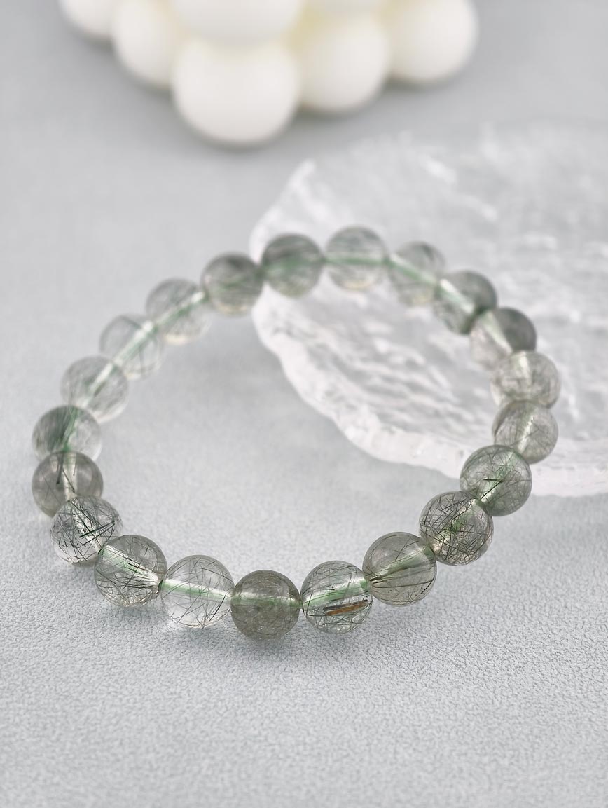 Natural Green Rutilated Quartz Bracelet