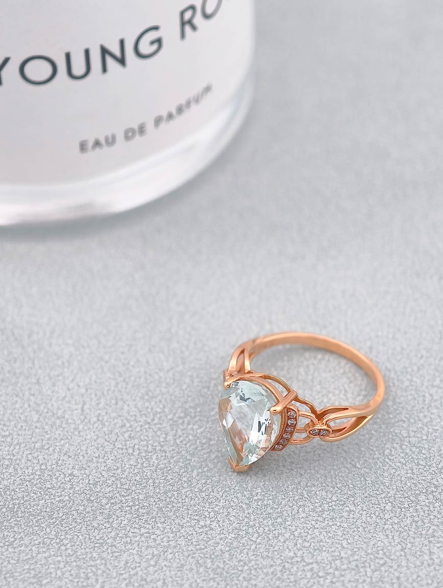 Natural Aquamarine Diamond Ring