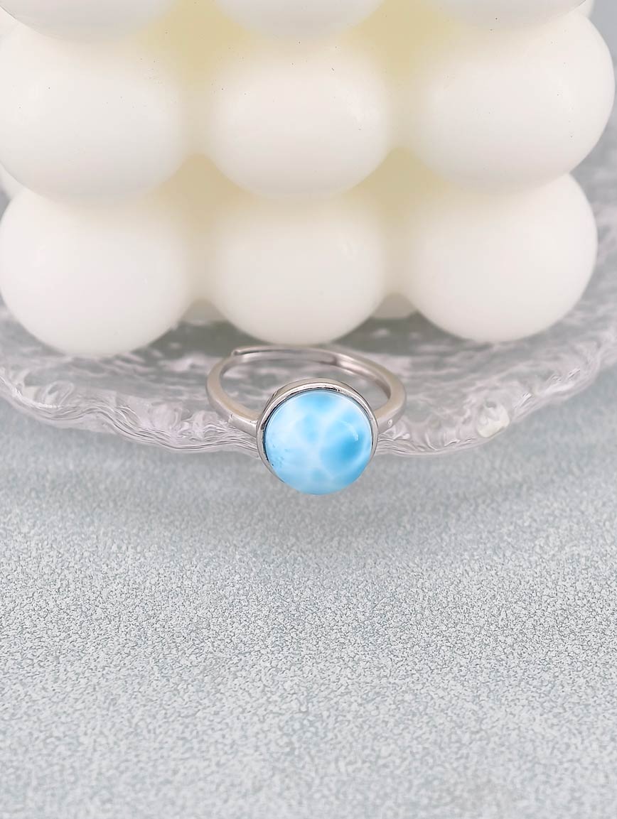 Top Quality Icy Larimar Sterling Silver Ring