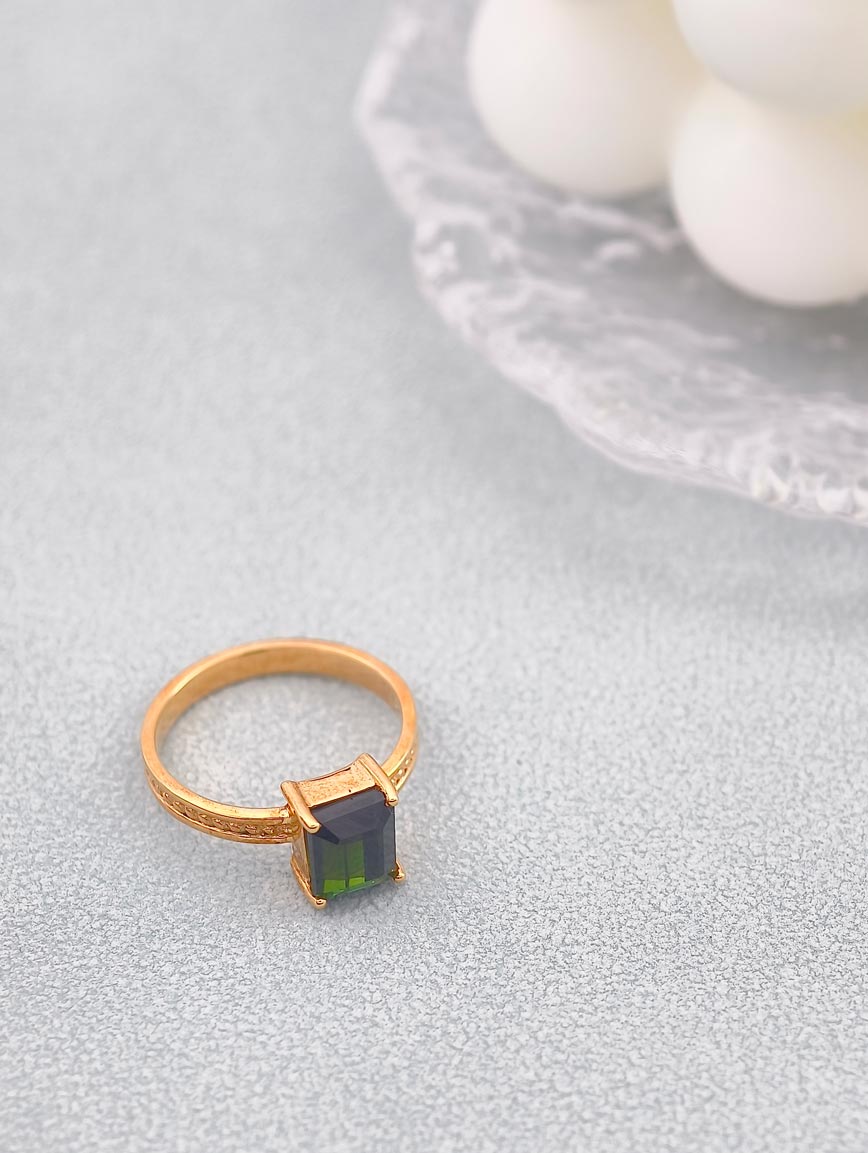 Natural Square Green Tourmaline Ring