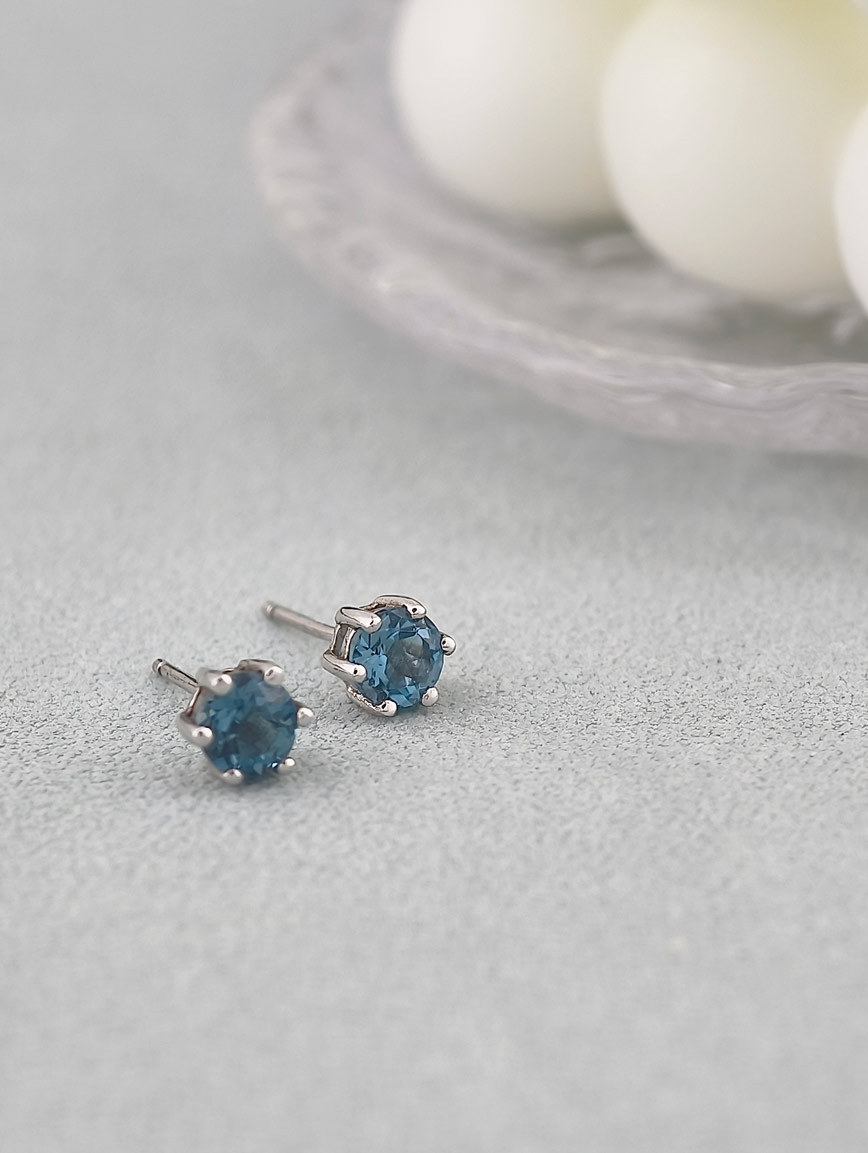 Natural Blue Topaz Earrings
