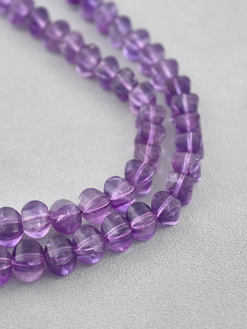 Vintage Lantern Bead Amethyst Necklace