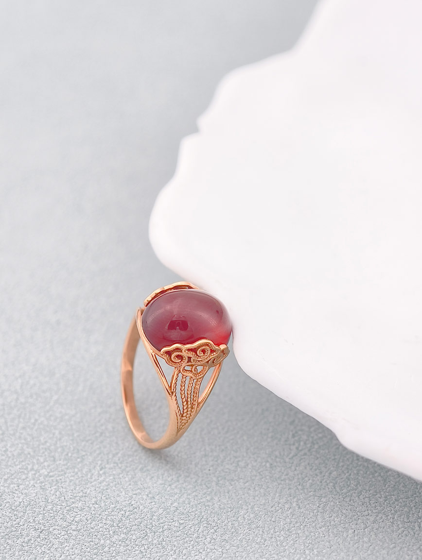 Natural Orange-Red Garnet Ring