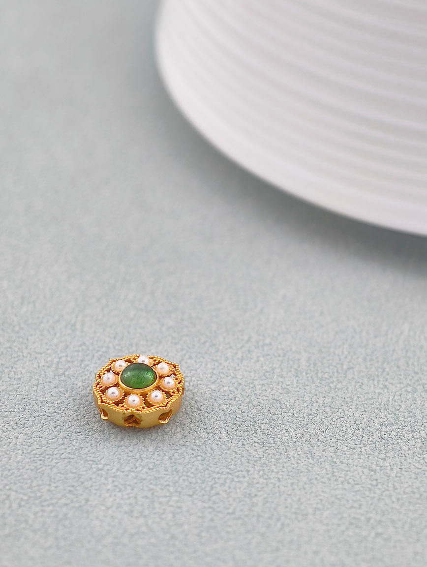 Natural Tourmaline Ruyi Flower Sterling Silver DIY Accessory