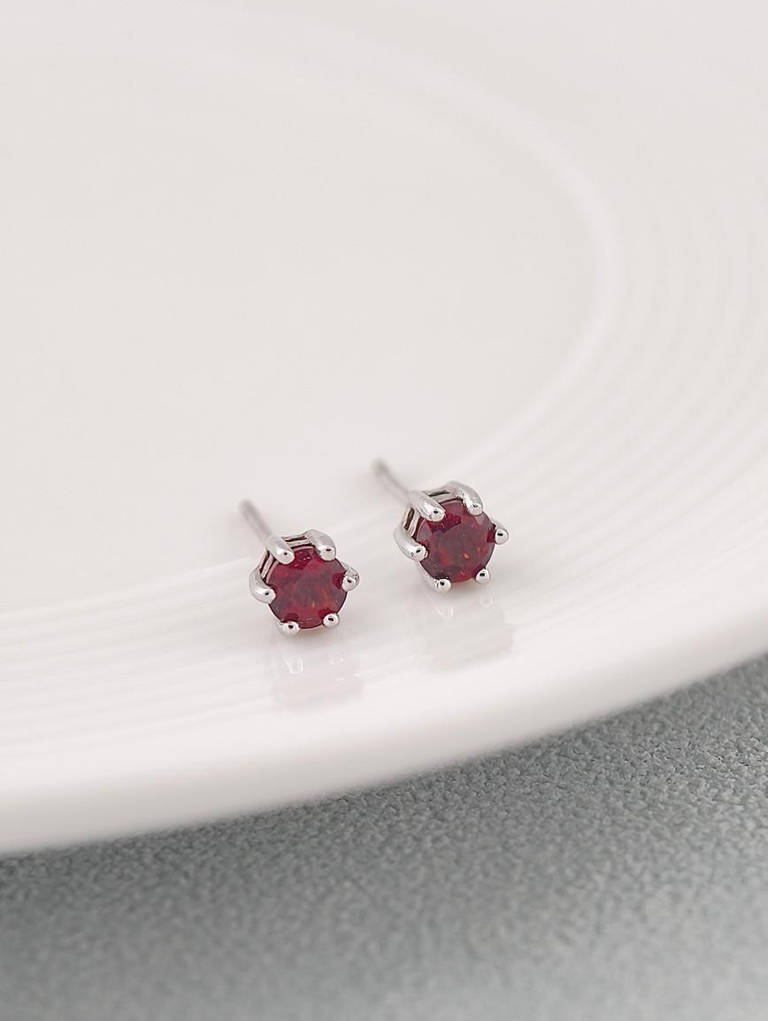 Natural Garnet Sterling Silver Earrings