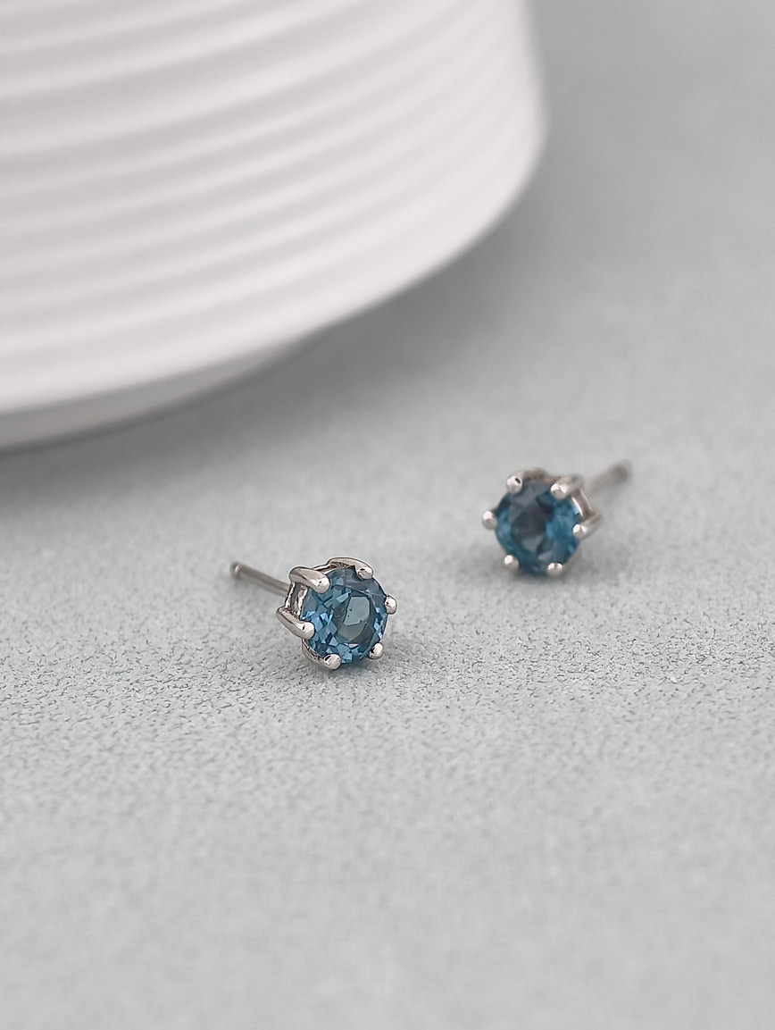 Natural Blue Topaz Earrings