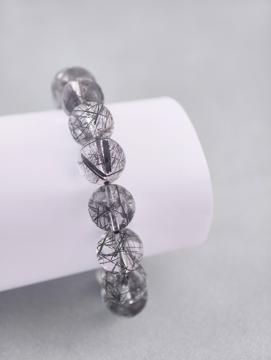 Natural Black Rutilated Quartz Bracelet