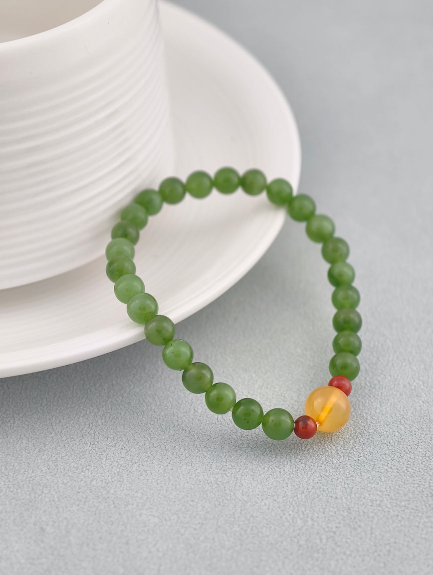 Natural Jasper and South Red Agate Beeswax Bracelet