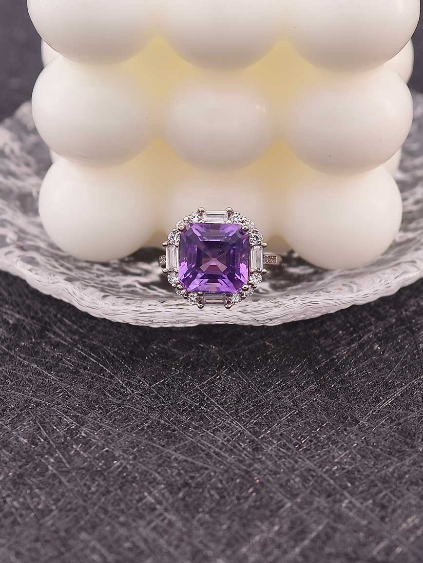 Natural Square Amethyst Ring