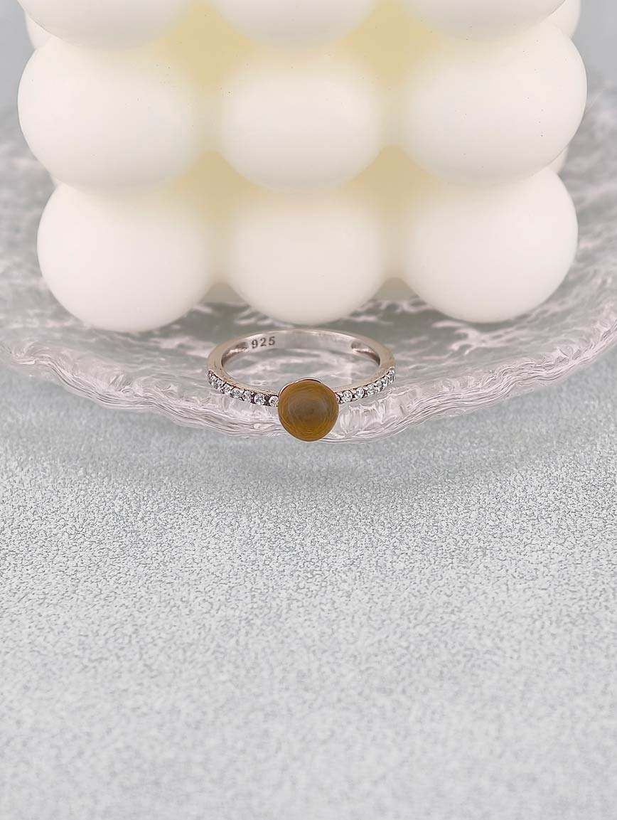 Natural Mexican Gold Blue Amber Ring