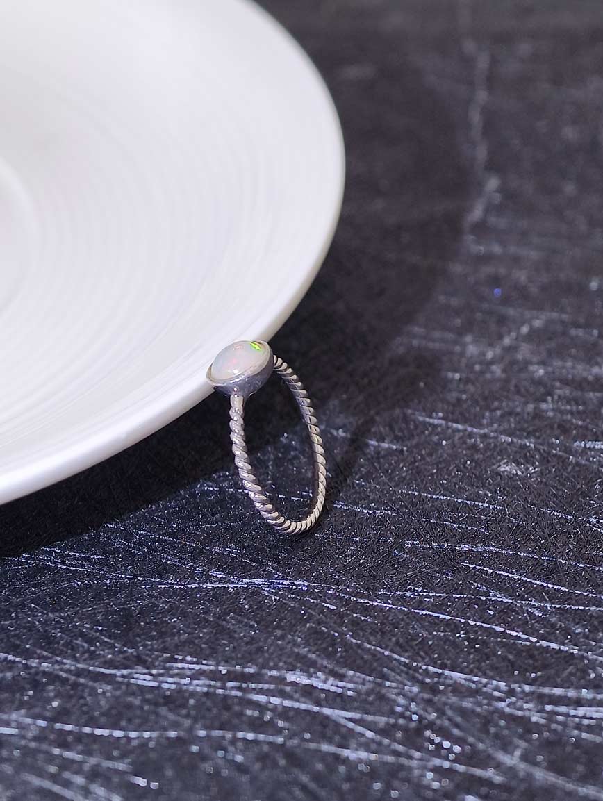 Natural Opal Simple Ring