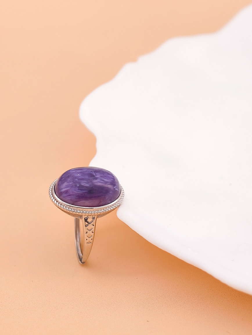 Natural Charoite Simple Ring