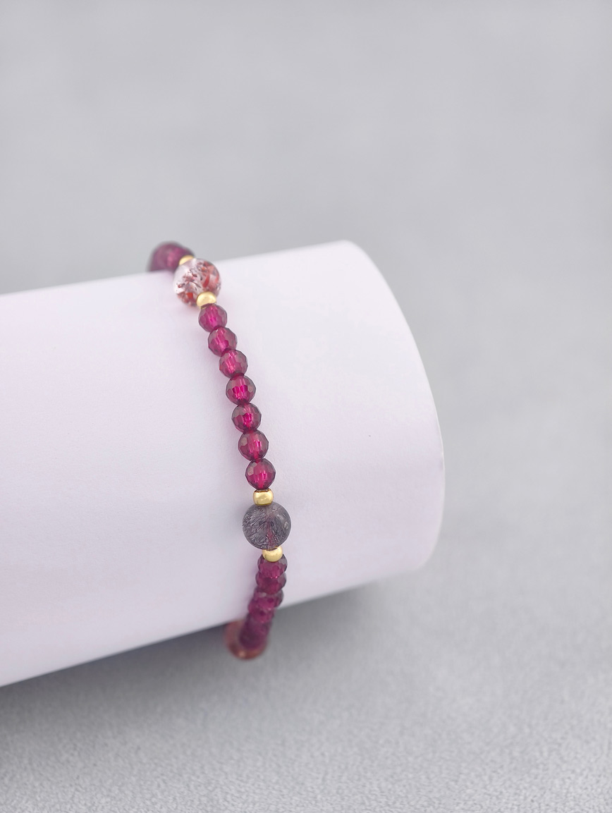 Natural Garnet and Super Seven Elegant Bracelet