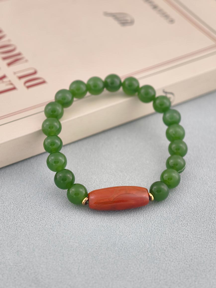 Natural Jasper and South Red Agate Bracelet