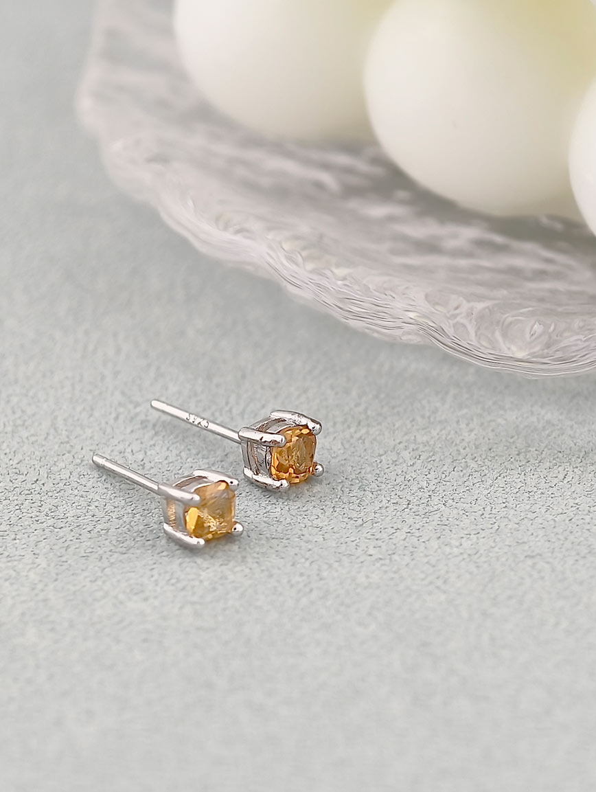 Natural Citrine Sterling Silver Earrings