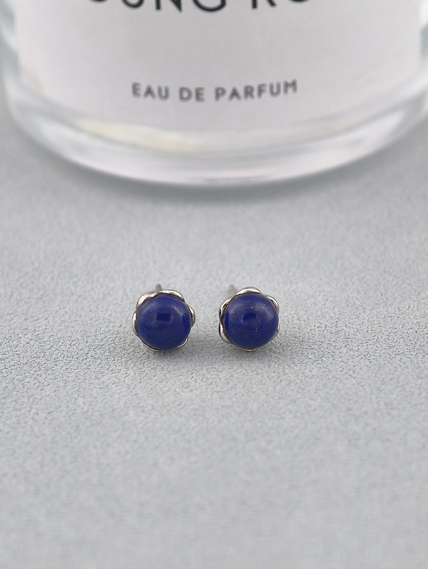 Natural Lapis Lazuli Simple Style Sterling Silver Earrings