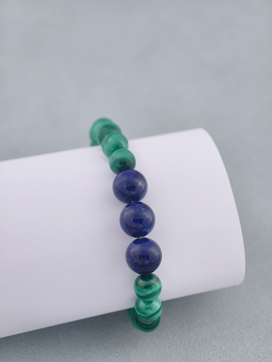 Natural Lapis Lazuli and Malachite Bracelet