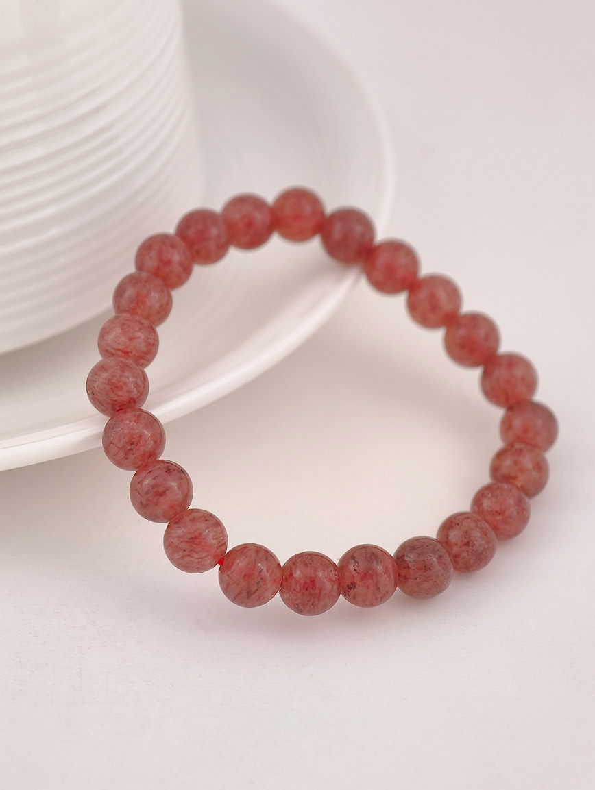 Natural Strawberry Quartz Simple Style Bracelet
