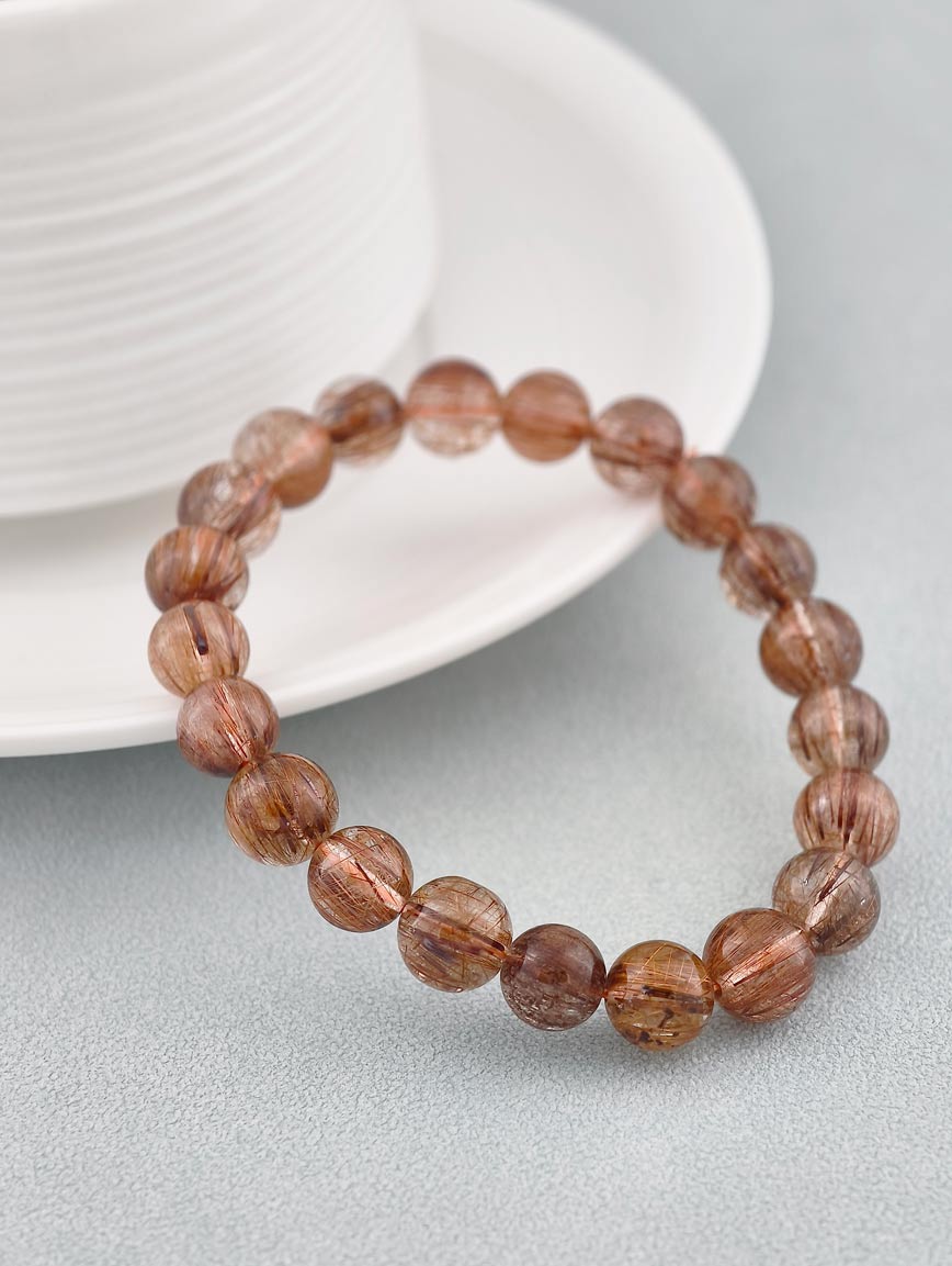 Natural Brazilian Copper Rutilated Quartz Energy Bracelet