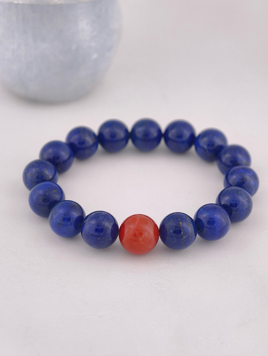 Natural Lapis Lazuli and South Red Agate Bracelet