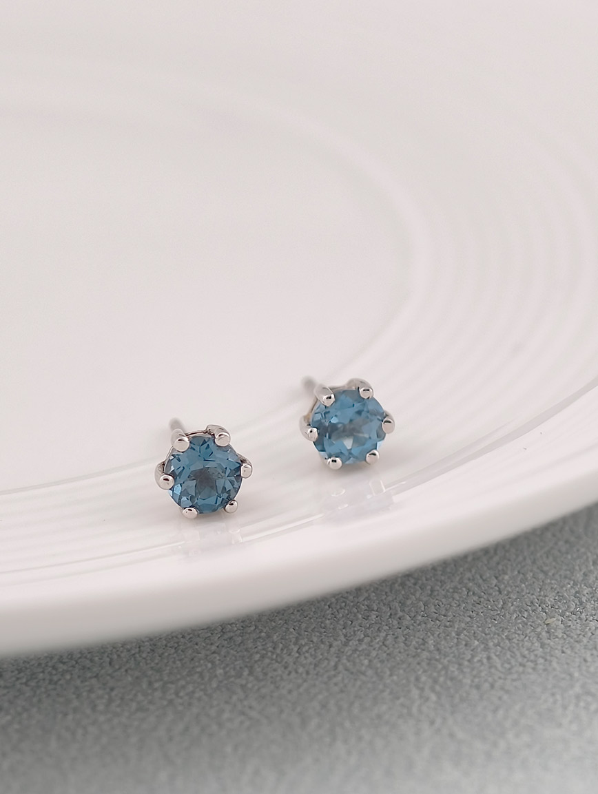 Natural Blue Topaz Earrings