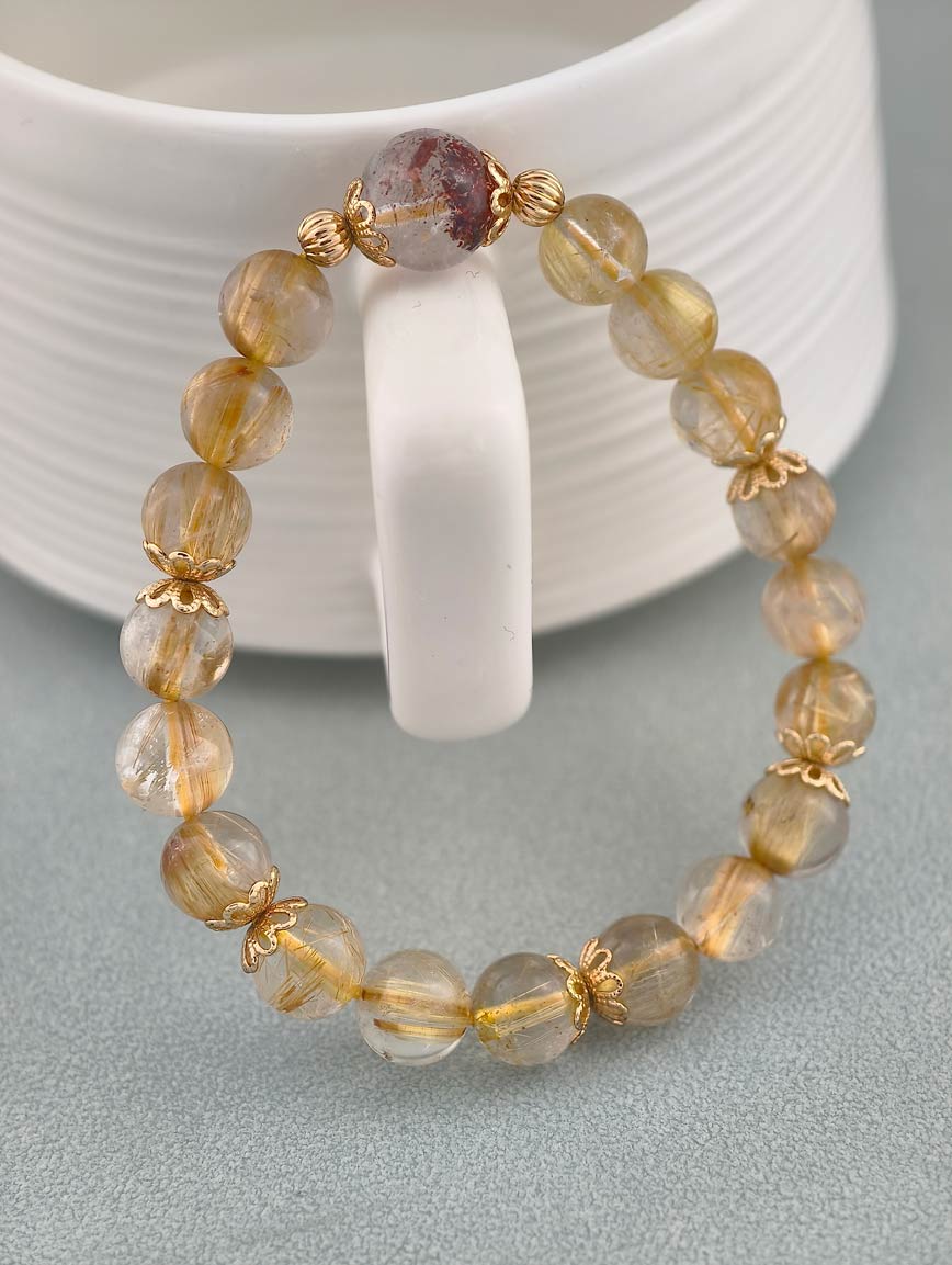 Natural Rutilated Quartz and Super Seven Bracelet
