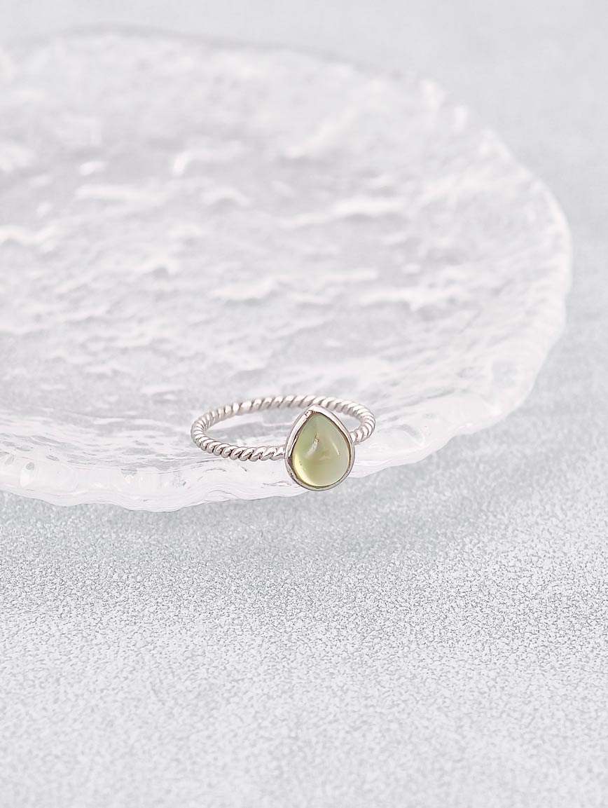 Natural Drop Prehnite Ring