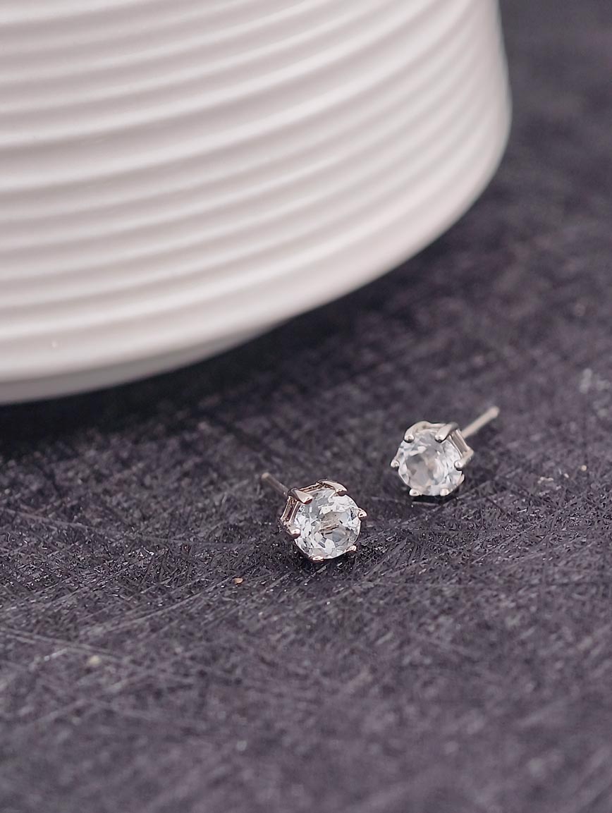 Natural Topaz Simple Style Sterling Silver Earrings