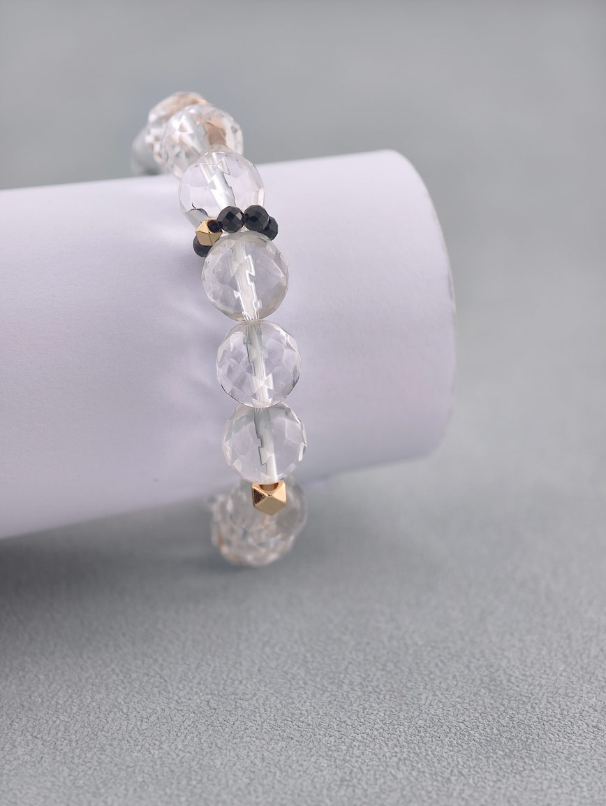 Clear Quartz and Black Spinel Bracelet