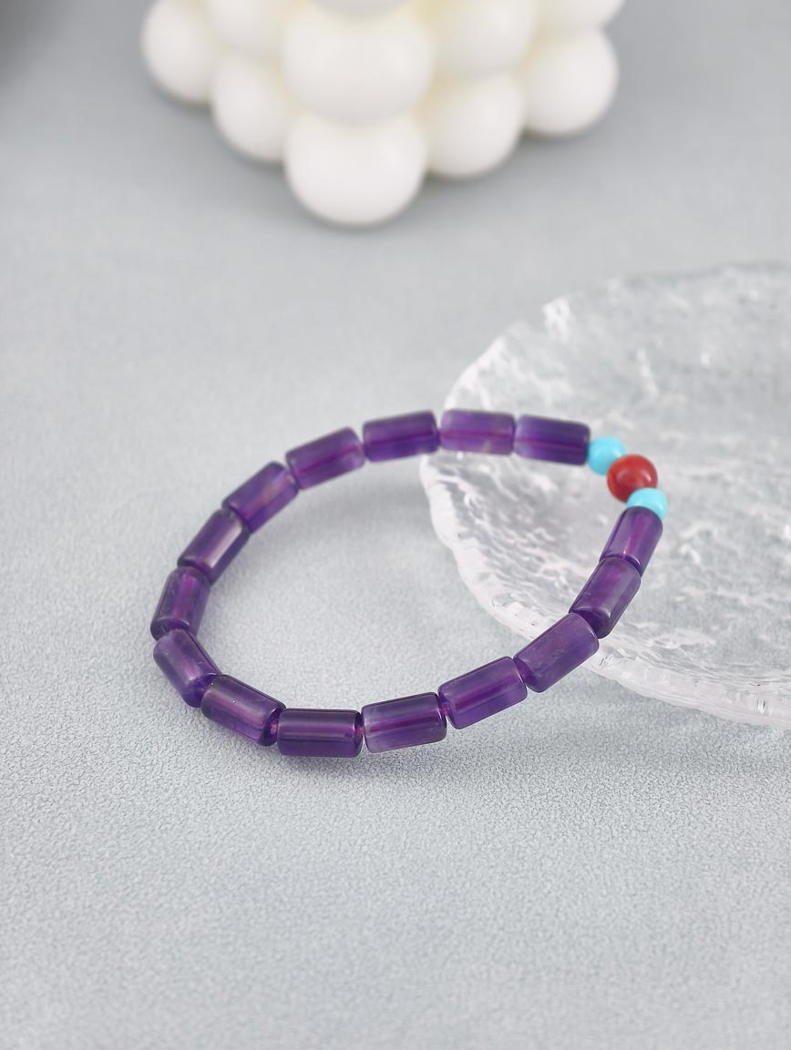 Natural Amethyst and Amazonite South Red Agate Bracelet