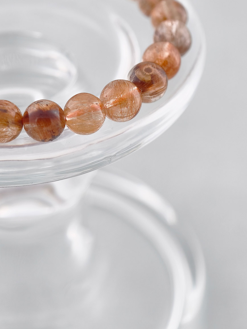 Natural Copper Rutilated Quartz Classic Style Bracelet