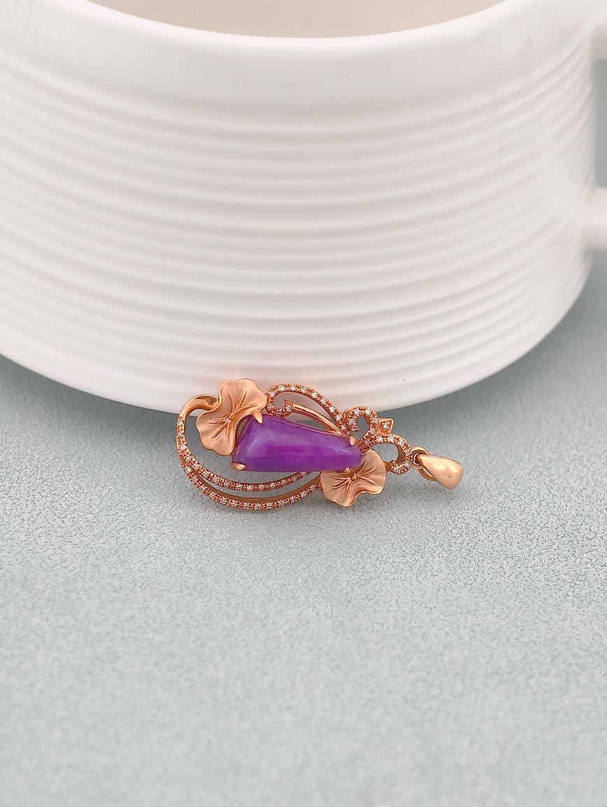 18K Gold Sugilite Exquisite Style Pendant