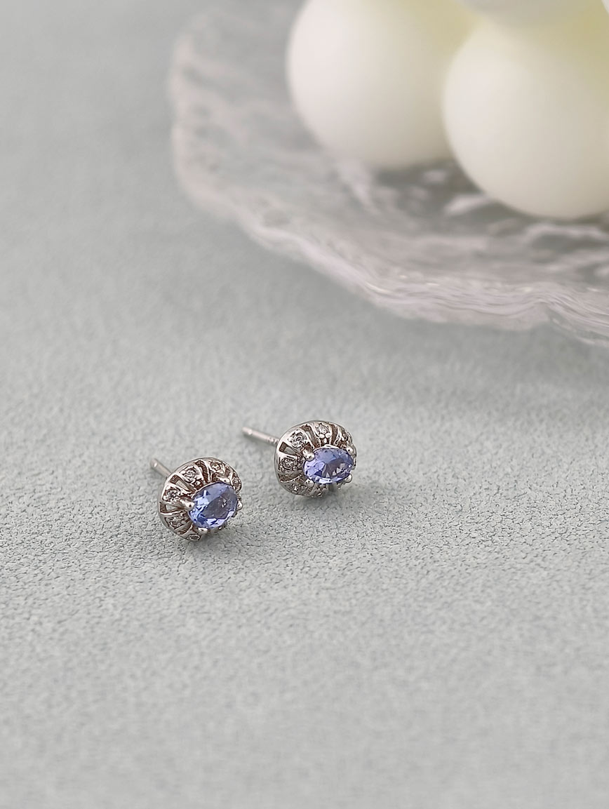 Natural Tanzanite Sterling Silver Earrings