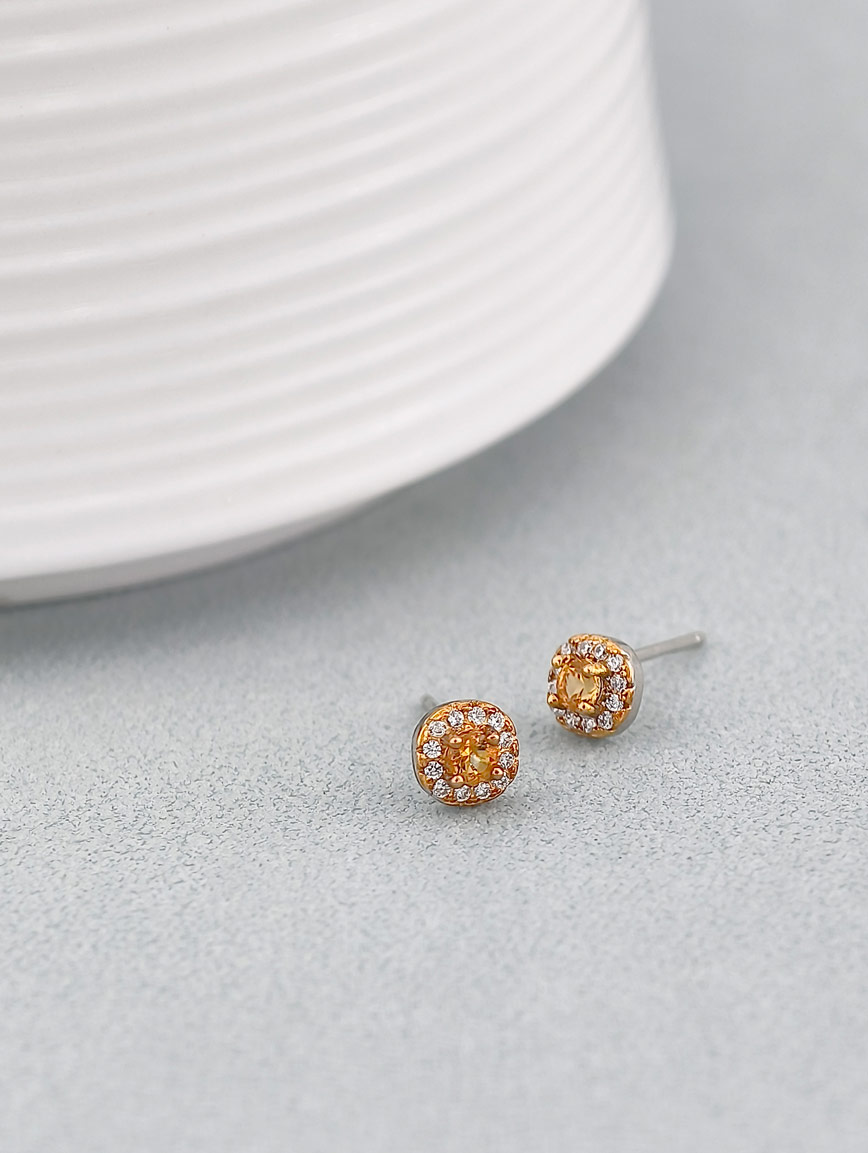 Natural Citrine Exquisite Style Sterling Silver Earrings