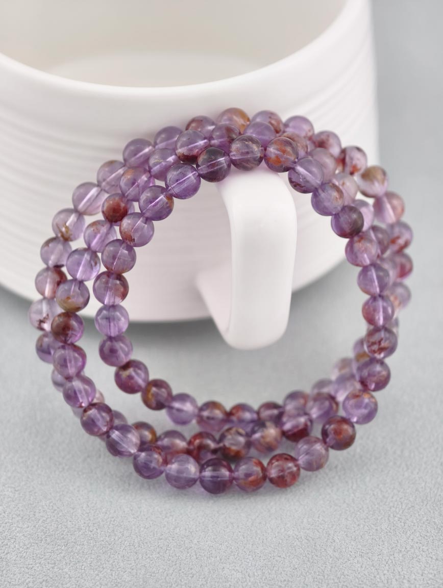 Natural Purple Koi Three-Wrap Bracelet