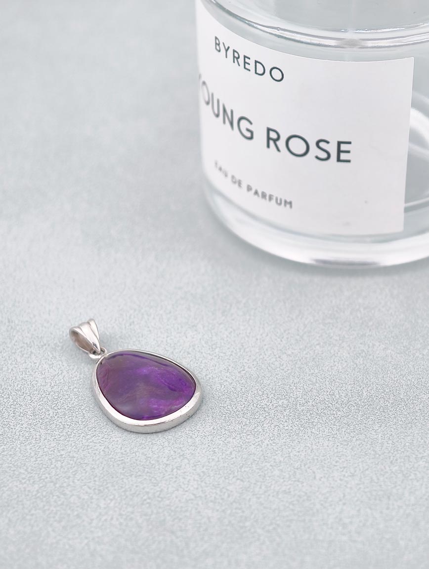 Natural Sugilite Simple Style Sterling Silver Pendant