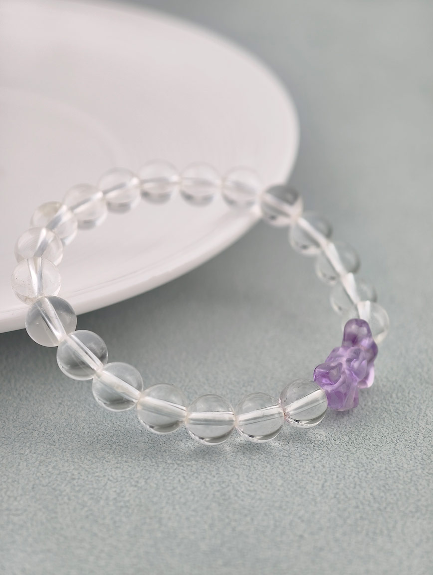 Clear Quartz and Amethyst Bow Bracelet
