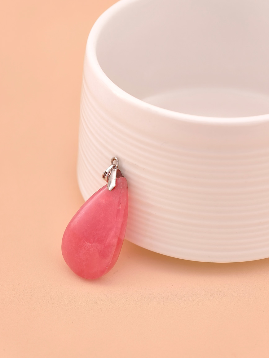 Natural Rhodochrosite Sterling Silver Pendant