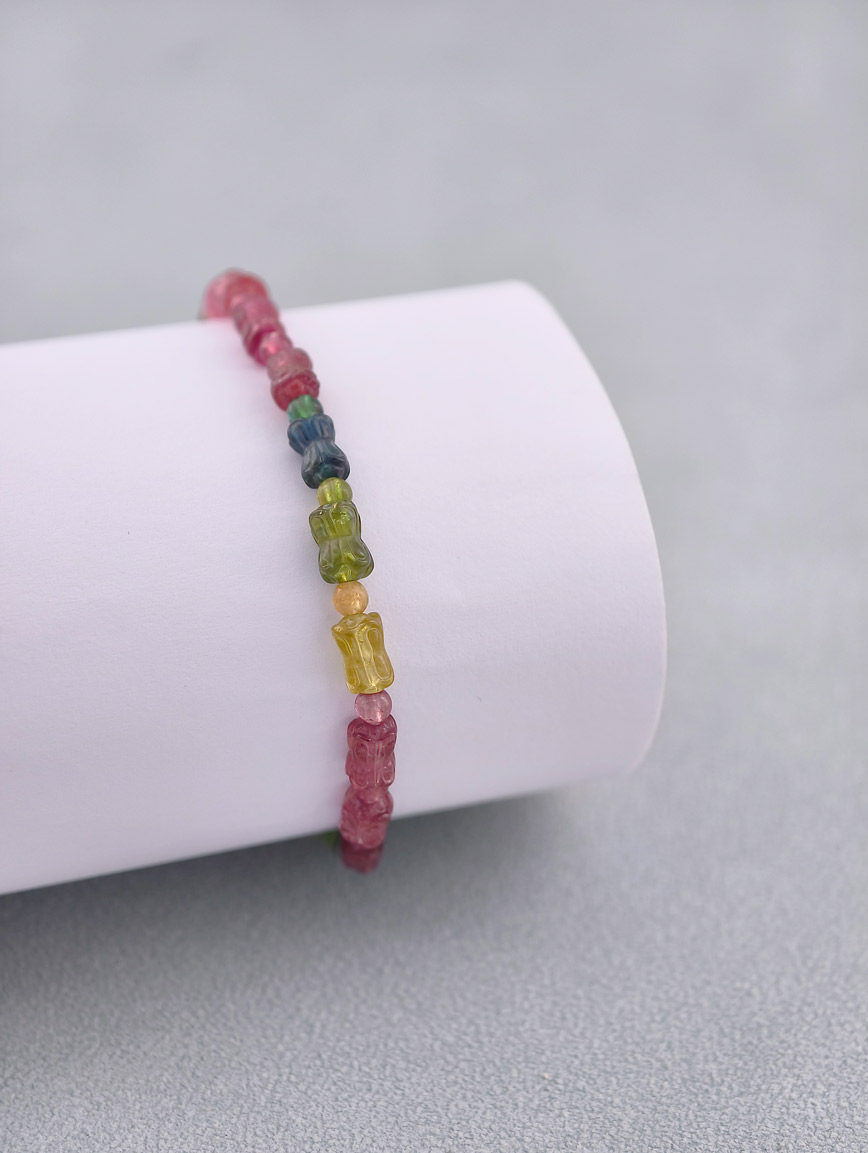 Double Lotus Tourmaline Lucky Bead Bracelet
