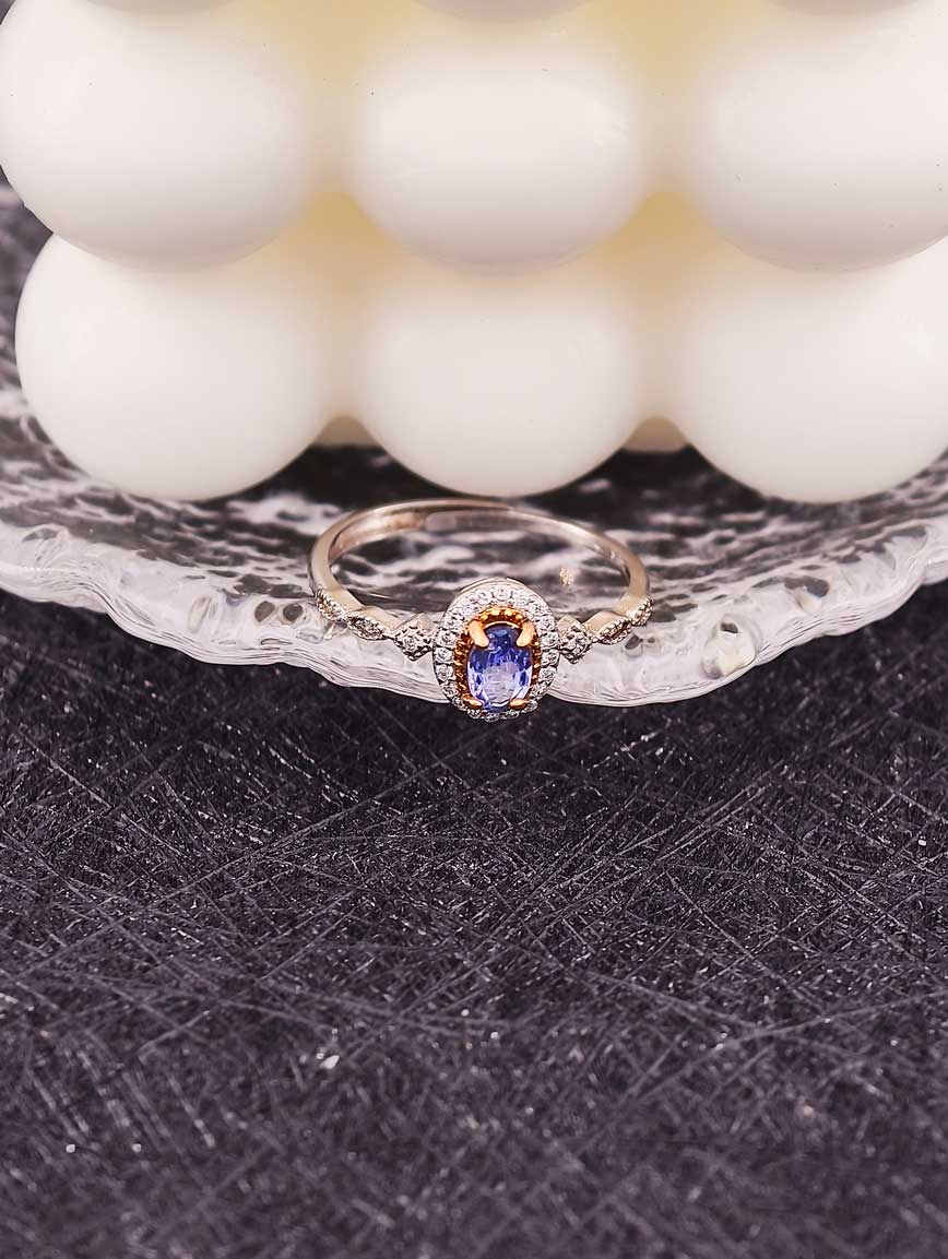 Natural Sterling Silver Gold Plated Tanzanite Ring