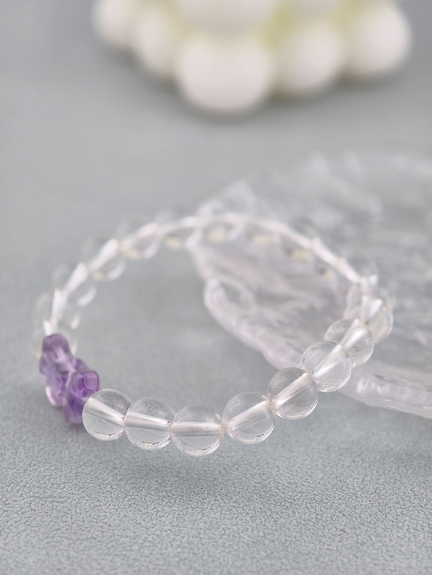 Clear Quartz and Amethyst Bow Bracelet