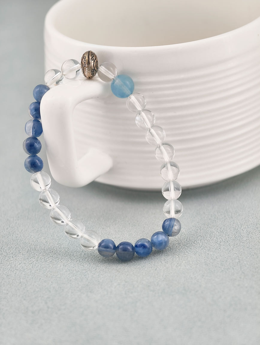 Clear Quartz and Kyanite Aquamarine Bracelet
