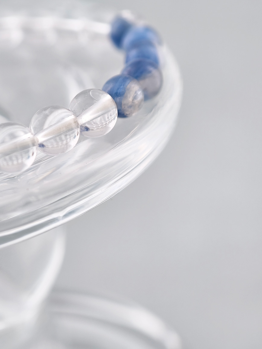 Clear Quartz and Kyanite Aquamarine Bracelet