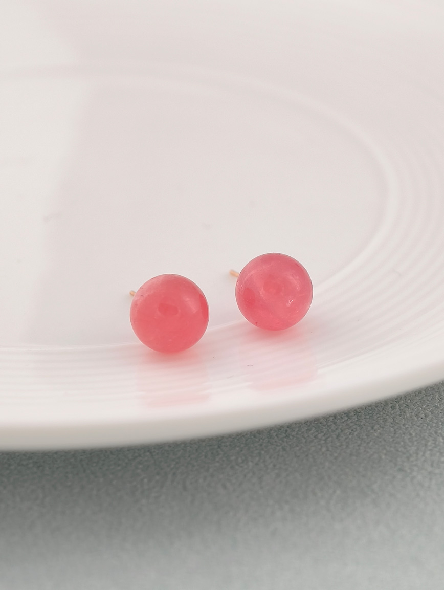 18K Gold Natural Rhodochrosite Earrings