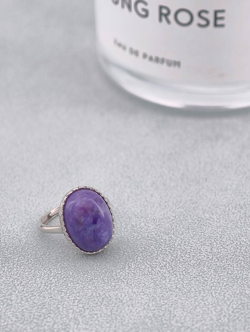 Natural Charoite Delicate Ring