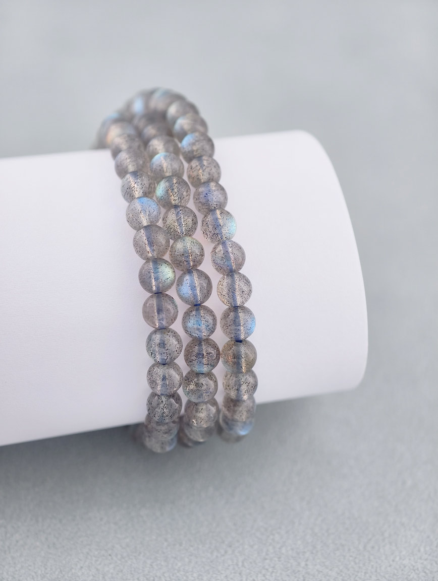 Natural Labradorite Three-Wrap Bracelet