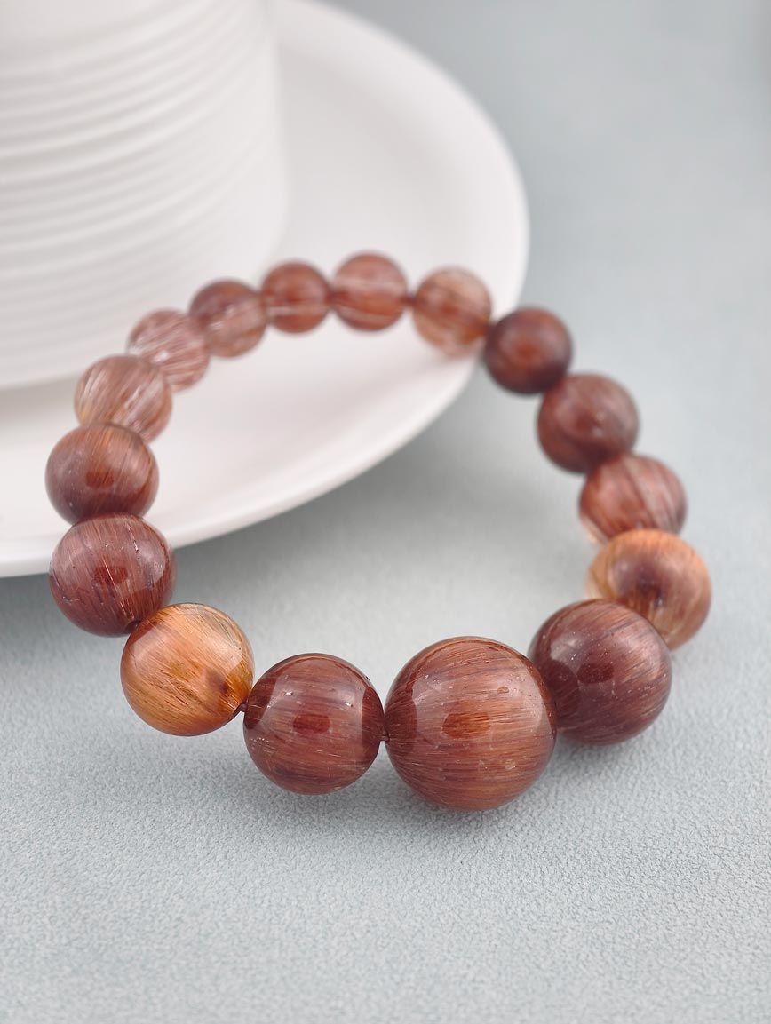 Collectible Gradient Copper Rutilated Quartz Bracelet
