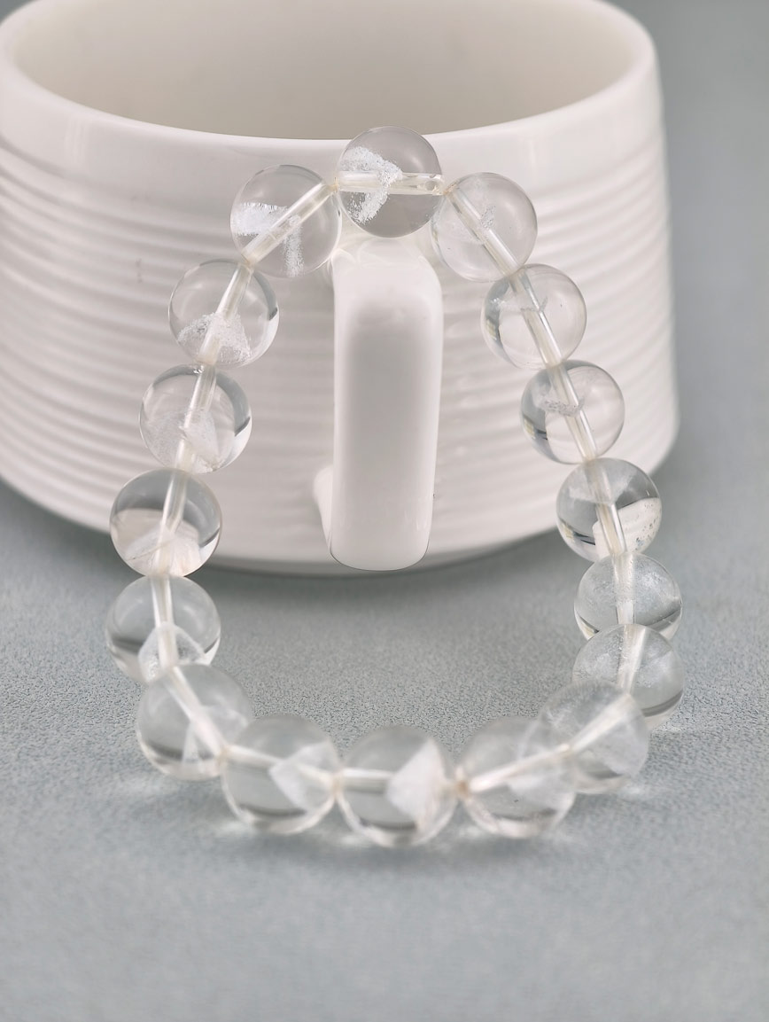 Natural White Phantom Pyramid Bracelet