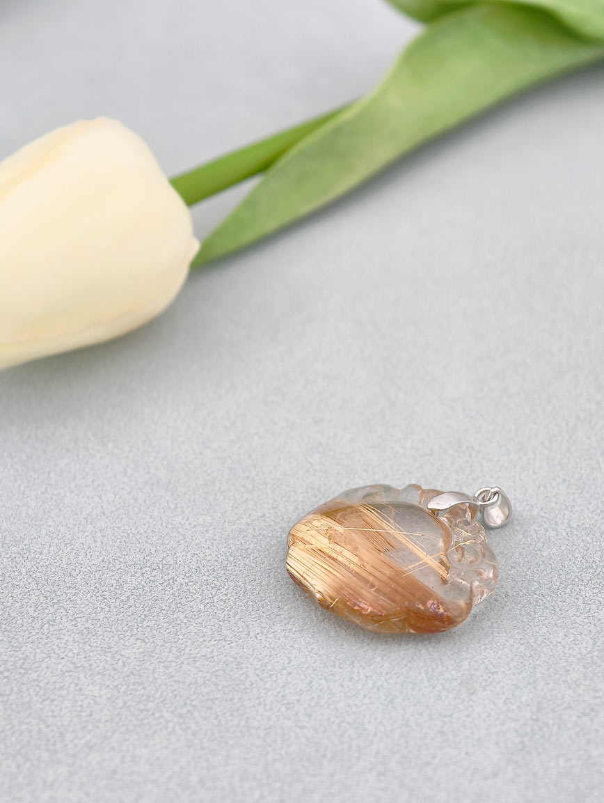 Natural Rutilated Quartz Sterling Silver Pendant