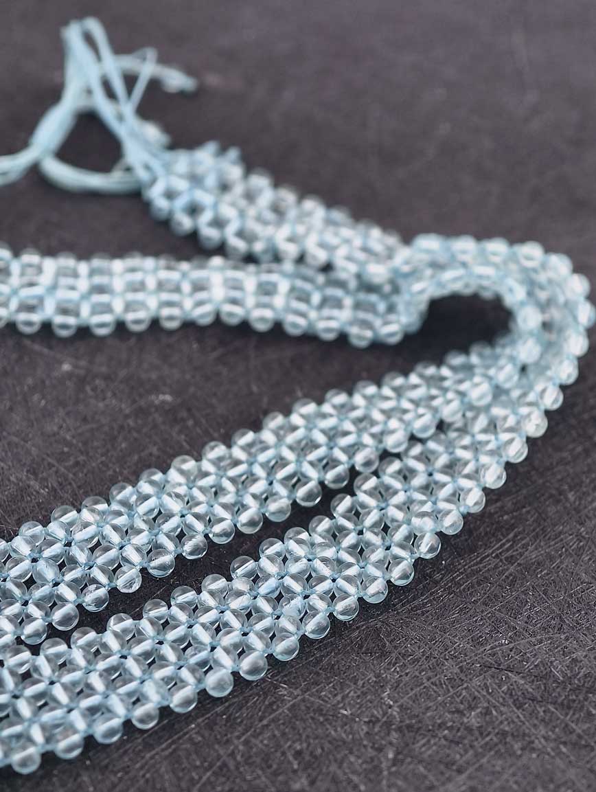 Braided Style Natural Aquamarine Necklace